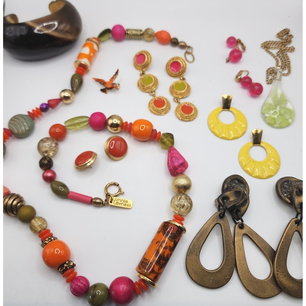 Funky Retro Bead Boho Vintage To Modern Bright Fun Resell Gift Mixed Jewelry Lot